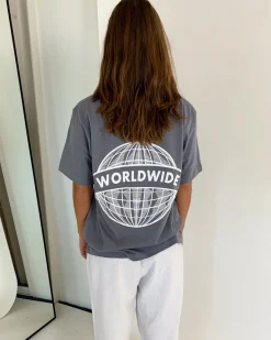 WORLDWIDE t-shirt, stone/hvid