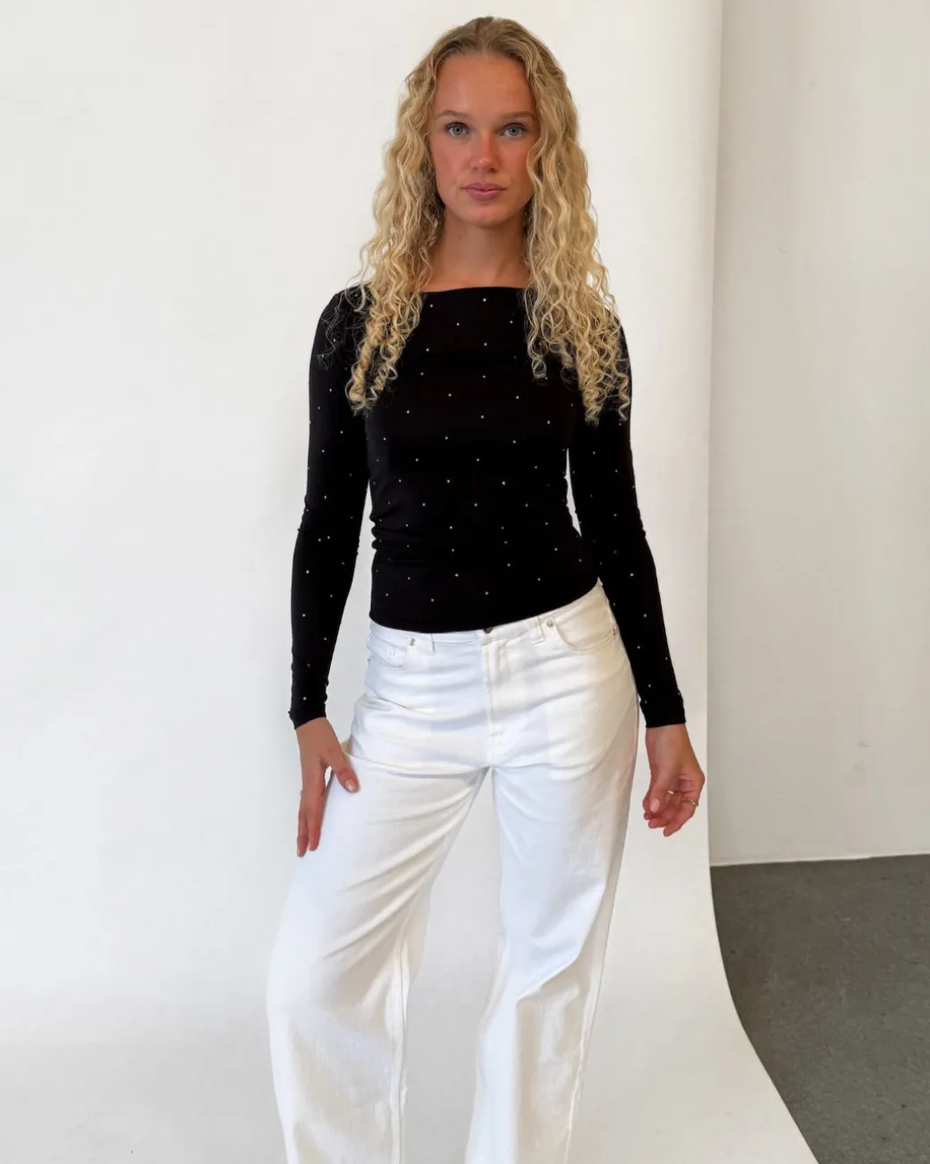ZANA boatneck bluse, sort