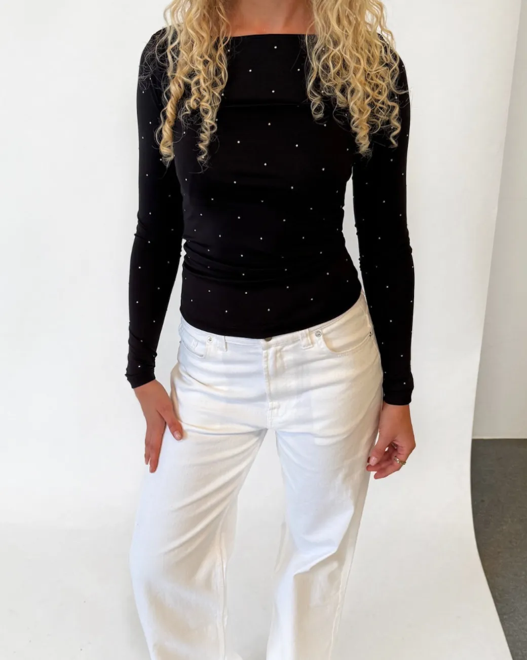 ZANA boatneck bluse, sort