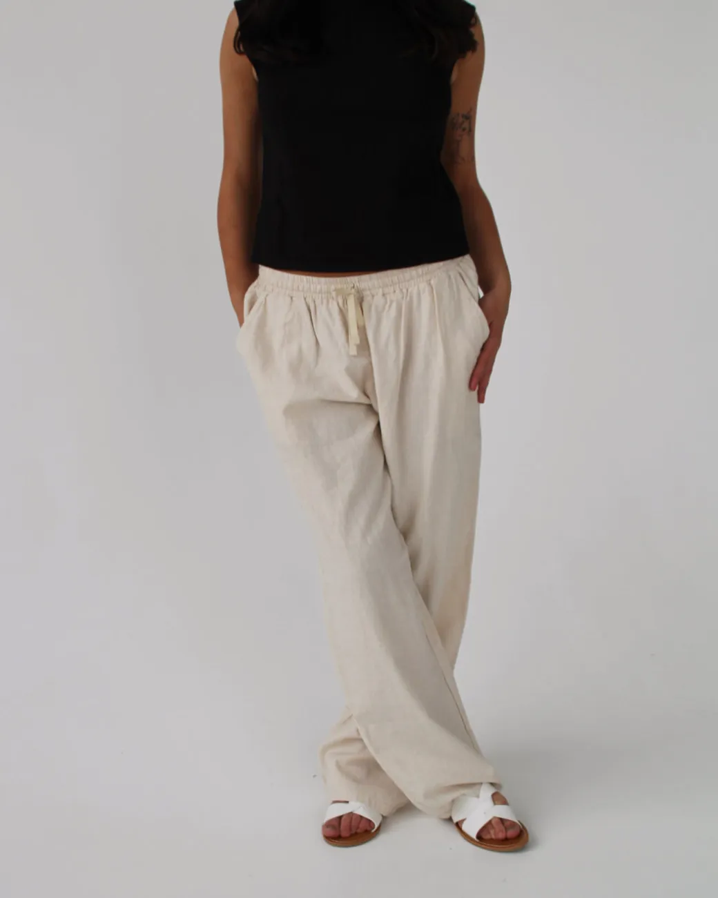 ZARA hørbukser, beige