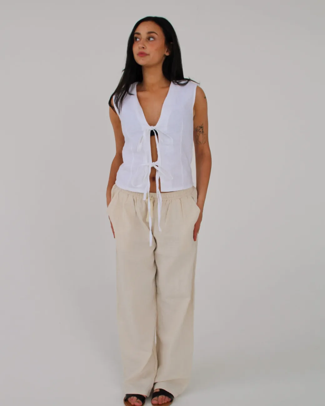 ZARA hørbukser, beige