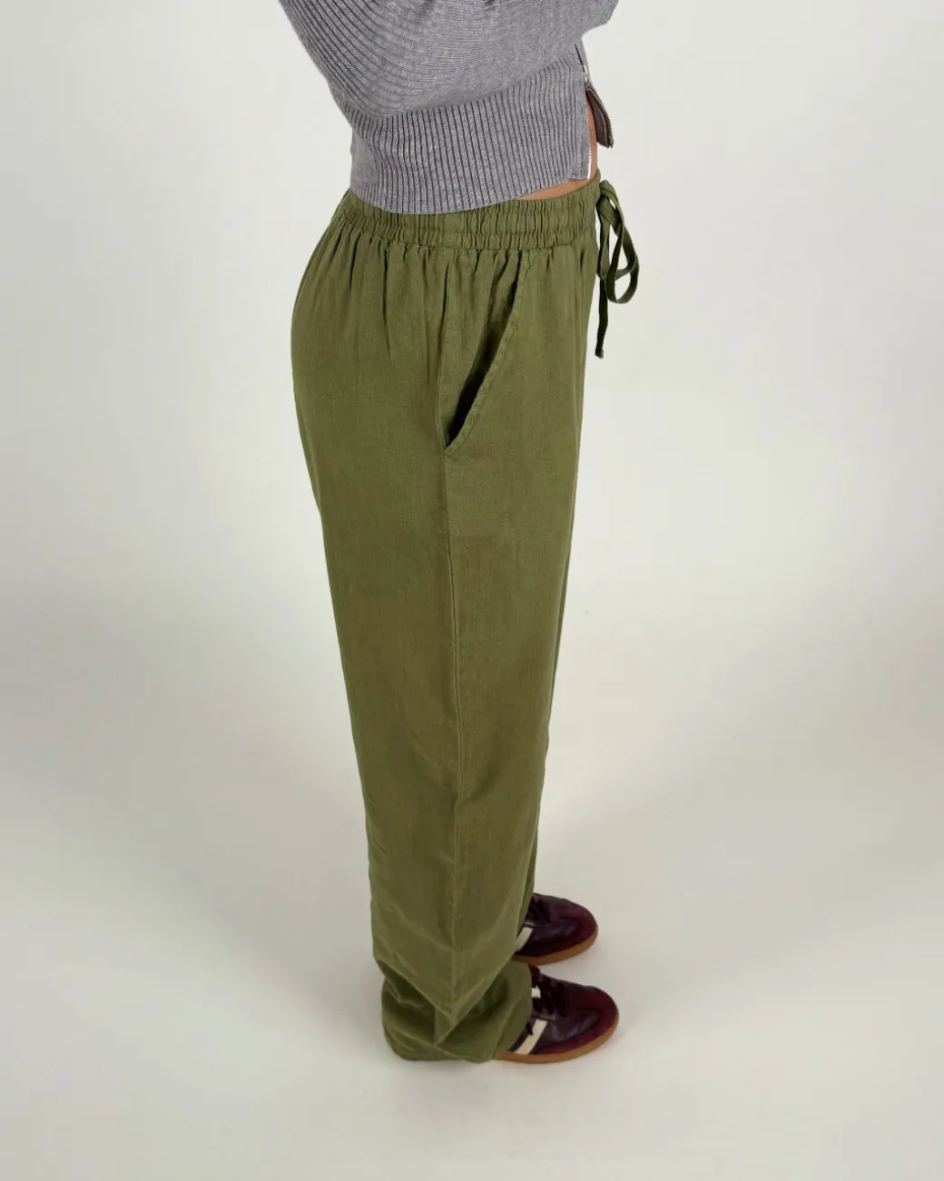 ZARA hørbukser, kaki