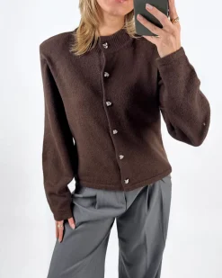 ZARI strik cardigan, brun
