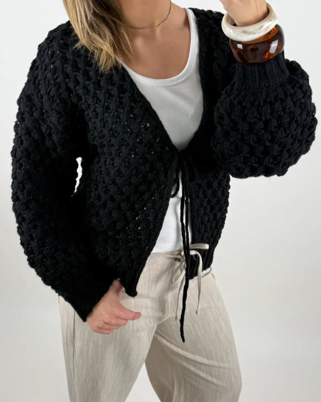 ZOE strik cardigan, sort